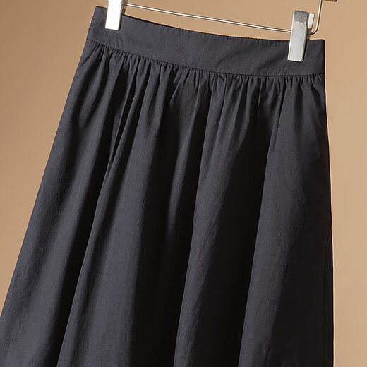 Sibaishe falda de cintura alta 2025 otoño nueva falda acampanada de longitud media con cintura elástica Simple para ir al trabajo para mujer
