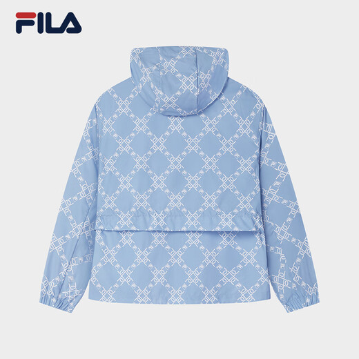 FILA 斐乐官方女士梭织外套2025夏新款休闲舒适满印防晒连帽上衣 满印一-ZA L 170/88A/L