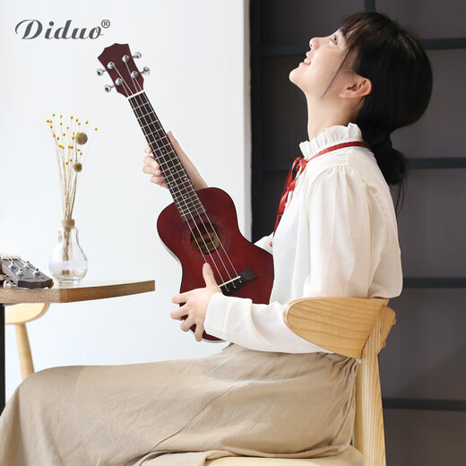 蒂·朵（Diduo）尤克里小吉他初学者入门乌克丽丽学生儿童成人女23寸小乐器优克 23寸包边红丙(送) 23英寸