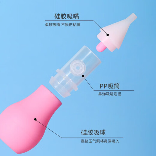 宝宝手动泵式硅胶防逆流吸鼻器婴儿手压式鼻涕清理器清洁器安全 硅胶防逆流吸鼻器【蓝色】