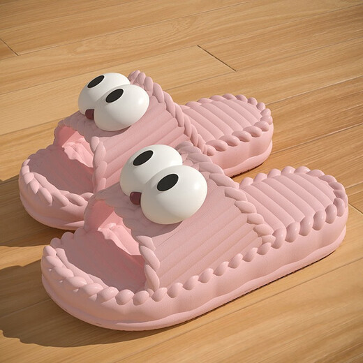 Tvaj Sandales extérieures mignonnes pour femmes 2025 Nouvelle maison d'été épaisse Sole Salle Salle non glissée Eva Couple Slippers Purple [Big Eye Shoe Accessories] 36 -3735-36