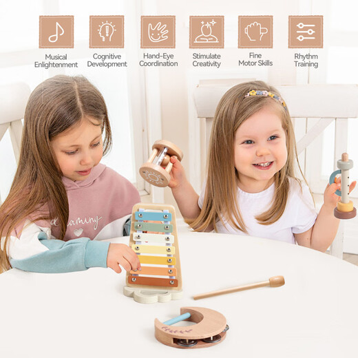 
Orff 6-piece set of baby early education listening exercise wooden comforting piano wind chime children's musical instrument toys Yunduo piano music set