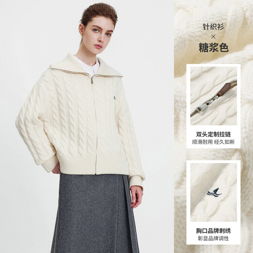 Navigare Italian small sailing women's cardigan 2025 autumn new casual simple knitted cardigan lazy wool top syrup color M