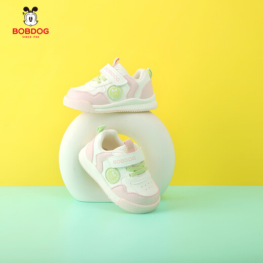 BOBDOG baby toddler shoes non-slip spring and autumn new style girls sneakers breathable leather casual functional shoes for infants and young children beige pink (leather) size 25/shoe inner length 16.4cm