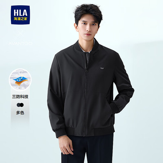 Heilan House (HLA) jacket men's light business classic three-proof printed baseball collar jacket autumn black 60 XL 180/96A recommended 151~164Jin Jin equals 0.5 kg