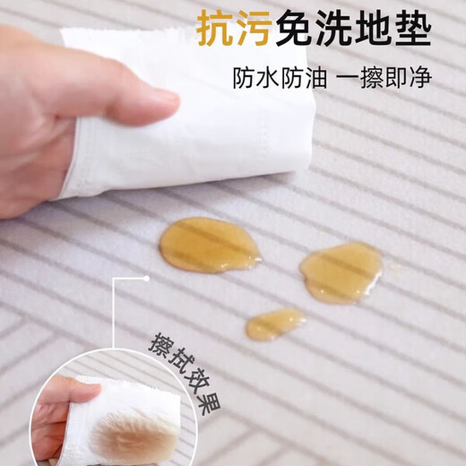 三栖虎厨房地垫防水防滑可擦免洗防油pvc满铺垫可剪裁耐脏地毯 15917-清鸢黛 200x300cm（一擦即净防水防油）