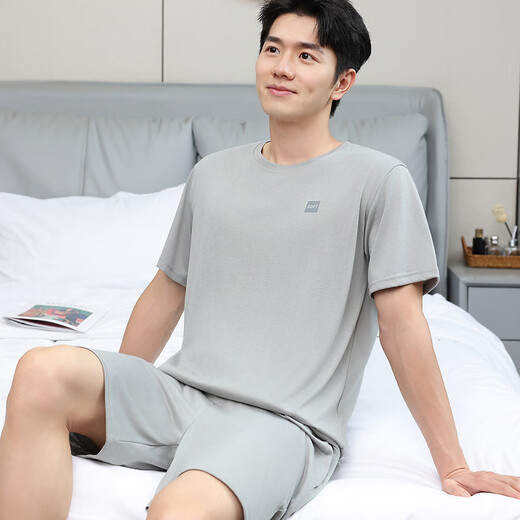 
TTPMER pajamas for men's summer cotton short-sleeved plus size thin loose Chinese youth casual home clothing suit can be worn outside 9928 [H series men's short-sleeved shorts suit] 175 L [recommended 100-130 Jin [Jin equals 0.5 kg]]