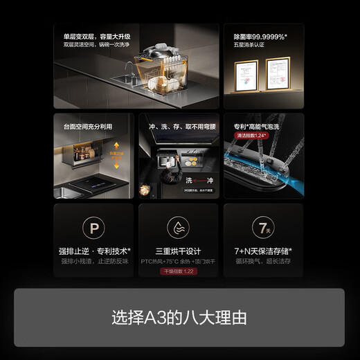 FOTILE 02-A3 Small Shell Single Slot Dishwasher Countertop Embedded Integrated 10 Sets Large Capacity Double Layer Household Automatic Washable Seafood Fruit and Vegetable New 02-A3 New 10 Sets