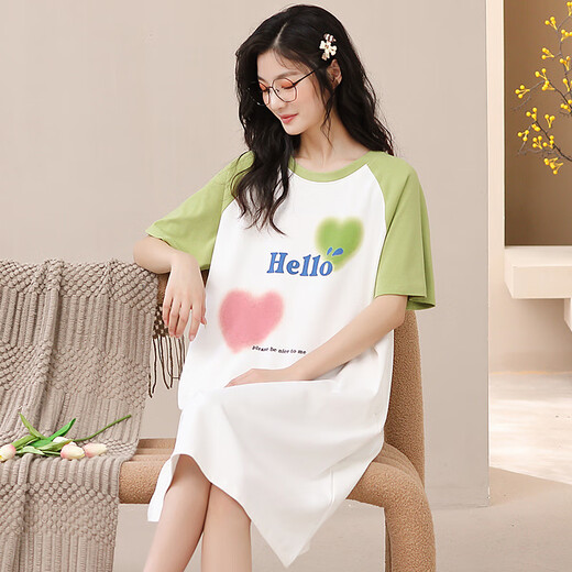 Lexi Beiqi Хлопковое хлопок с короткими рукавами ночной рубашкой Ladies Lamies Home Cartoon Cust Dev H702 170 160 (м)