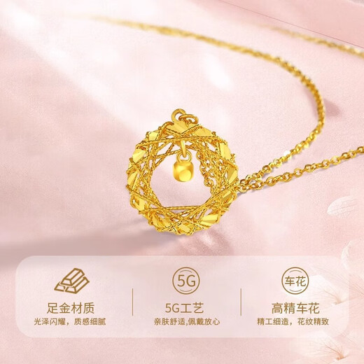 Chow Tai Fook Gold Pure Gold 999 Dreamweaver Pendant Pure Gold Clavicle Necklace Mobius Birthday Gift Gold Dreamweaver with 18k Titanium Chain