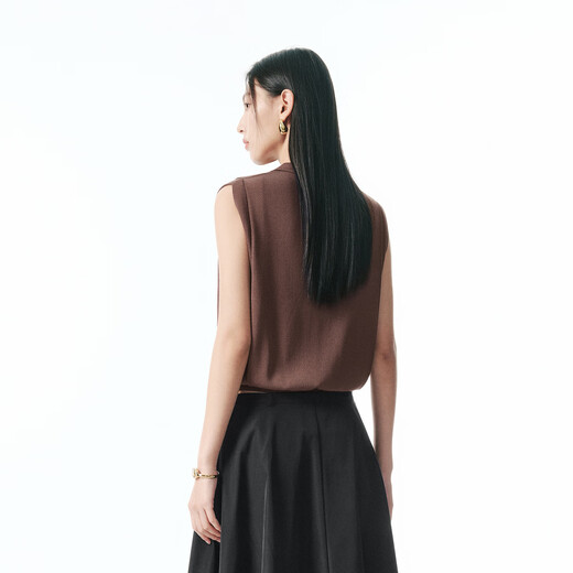 
Peacebird [same style in the mall] 25 autumn new vest-style texture lapel sweater for women A1EEF3P02 cloth bag brown S 155