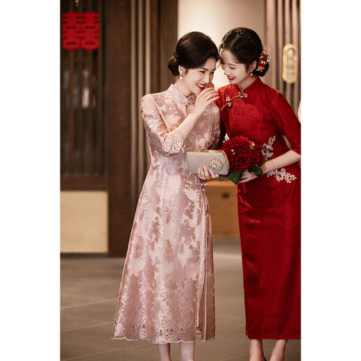 Su Lai's daughter is getting married and her mother's high-end dress 25 new long-sleeved wedding dress mother's high-end noble young lace 4XL