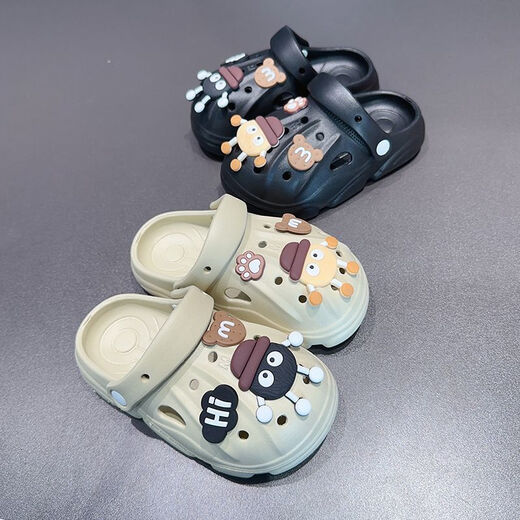 Les nouvelles chaussures de trous mignonnes de Ye Yu de Ye EVA MATRICATURE GRIPLES NON SLIP 3 à 6 ans portent des sandales à l'extérieur. Carte Gris Brown Bear Style 24 à25 Taille 16 cm Longueur à l'intérieur