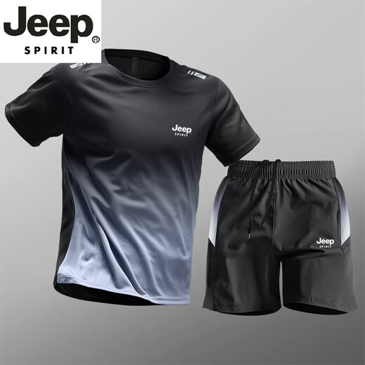 Jeep Spirit Высококачественный ледяной шелковый костюм Мужской летний летний новый футболка с короткими рукавами.