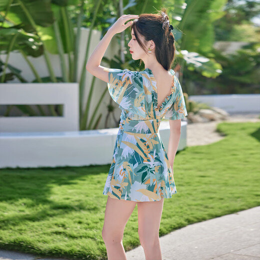 Feifei Yinman fat plus size swimsuit women's one-piece 2025 new model covering the flesh, conservative and slimming middle-aged and elderly mothers hot spring swimsuit red and blue XL 170 (weight 120-140Jin Jin equals 0.5 kg)