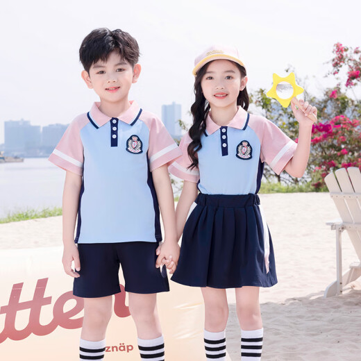 芮梦华小学生夏装校服儿童运动班服毕业演出园服 6623红色 男款(短袖+短裤) 100