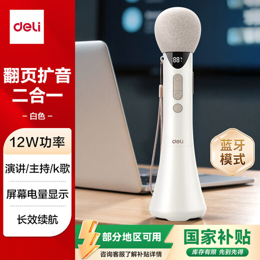 Deli (deli) 12W high-power handheld microphone amplifier teacher class speech treasure little bee amplifier teacher speaker teaching tour guide speech microphone wireless Bluetooth karaoke beige