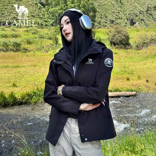 Camel women's jacket women's three-in-one outdoor rainstorm grade waterproof and windproof jacket mountaineering jacket for men