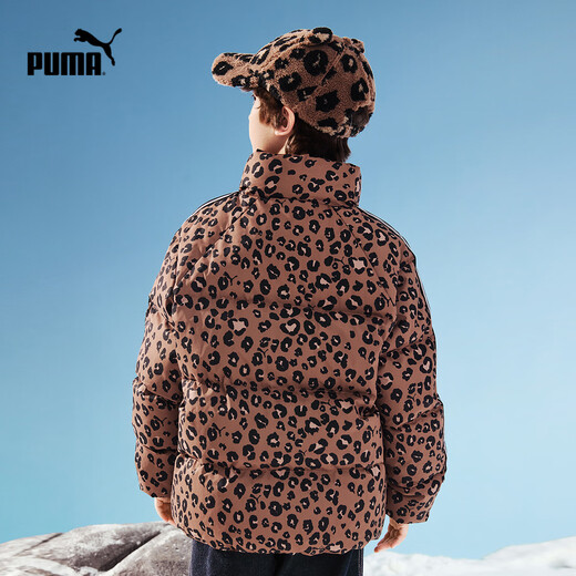 Puma's new children's winter casual puff down jacket, loose and trendy, coffee color tone 00350 140