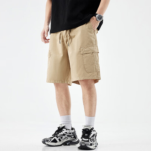 马克华菲工装短裤男秋冬季新款美式休闲宽松直筒五分裤子男士潮流 1656黑色 28