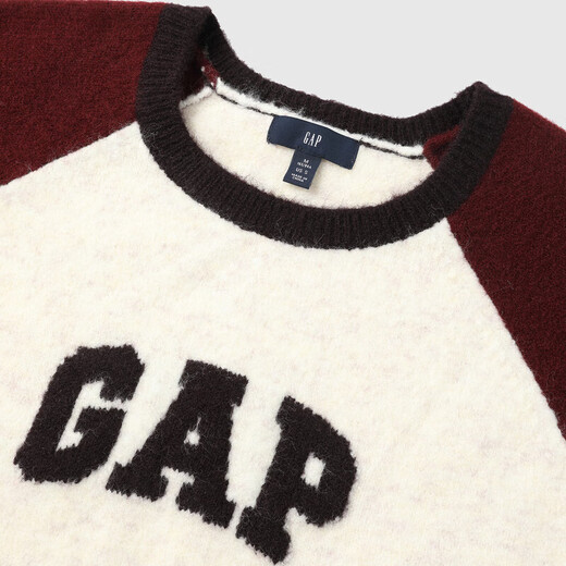 Gap Women's Autumn Logo Contrast Raglan Sleeve Loose Woolen Top Sweater 793651