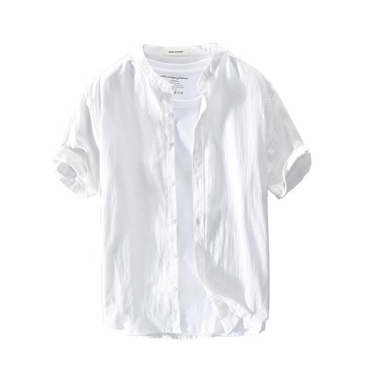 Рубашка Romon Men's Summer Line Linen Lose Wernatile Foot Cotton Linen Linen Lensen Laterleaded For Tope For Top Top White xl
