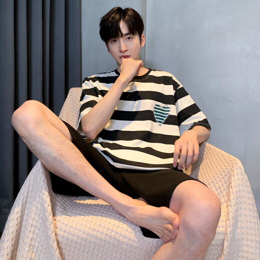 Официальный веб-сайт Hongdou [Центральная мать] 2025 Pajamas Men Summer Pure Cotton Cottoned Cotton Gotenger Home Olde Cover Style Cover Yzt679 Men L [Предлагают 110-135 Jin [Jin равны 0,5 кг] Wear].