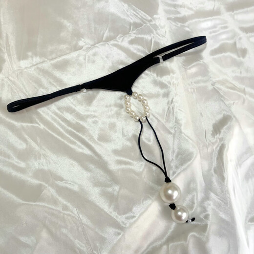 Pearl underwear, sexy men's JJ set, thong, back yard style T pants for massage, two-piece leaking PP pants, one size fits all, 23 feet, black cool beads with back yard beads, wolf sex rise