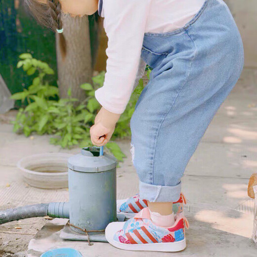 阿迪达斯2025透气超轻薄三叶草男女儿童套脚鞋休闲耐脏超软运动鞋 GX3294 34