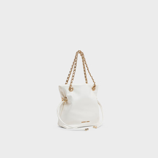 CHARLES&KEITH25秋新品柔软抽绳简约链条福袋包手提托特包包女包CK2-80151536 Cream奶白色 S