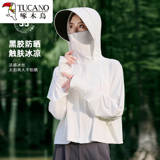 Specht Frauen Langerärmelte Jacke Polyester Faser Spandex Sonnenschutz Kleidung Abnehmbar Vinyl Rand Bluse Dünne Kapuze mit kurzer Außenkrempe-Taro lila One Size F 80-140jin [Jin entspricht 0,5 kg]