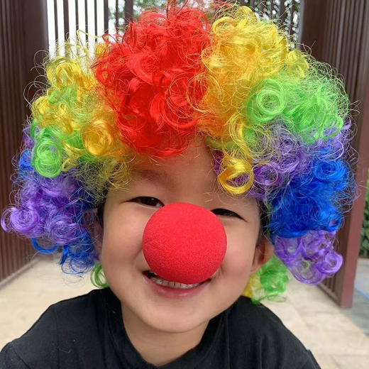 Jieyi children's wig colorful headgear afro clown kindergarten performance props funny birthday rainbow funny headdress colorful wig 1 + nose 1 22*30*2*