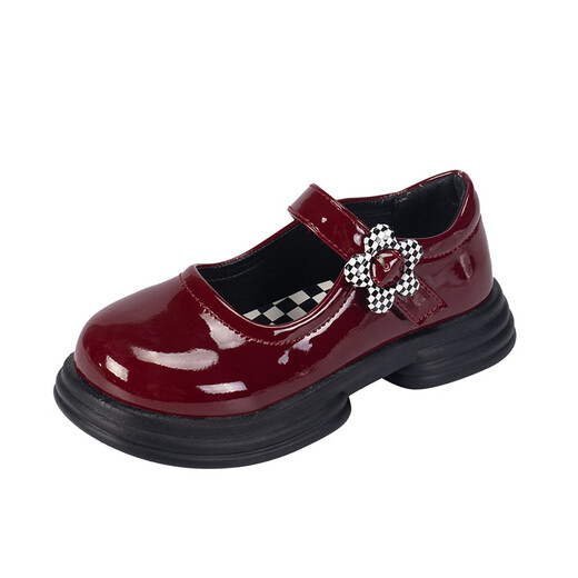 Ciyu children's leather shoes 2026 spring new girls' beanie shoes baby princess shoes black Velcro soft sole shoes 3131 black 30 inner length 18.3cm (suitable for feet around 17.5cm long)