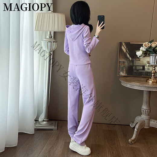 Magiopy International Luxury High-End-Marke European Street Braten Sie Casual Sports-Anzug für Frauen im Herbst. Neue modische lila dünne Jacke lila XXL (131-150jin [Jin gleich 0,5 kg]))
