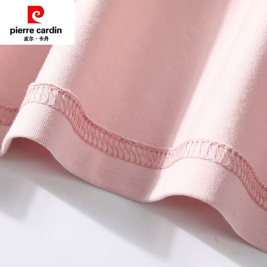 皮尔卡丹（PIERRE CARDIN）夏季2025新款纯棉t恤女士短袖宽松正肩气质别致洋气粉色体恤上衣 6172灰粉 短袖 L (建议105-120斤)