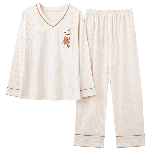 GTYUWVG睡衣女春秋季纯棉韩版大码长袖两件套装休闲夏秋冬款家居服可外穿 粉红色 gxt9923图色 M 码建议75-95斤