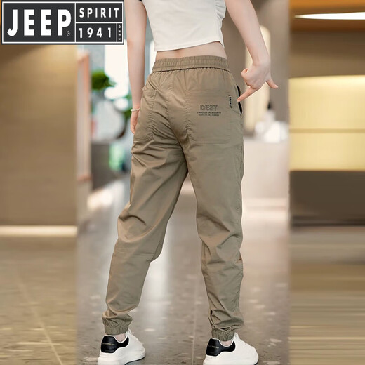 JEEP SPIRIT Jeep Workwear Casual Pants Men's Summer Thin Men's Pants Ice Wire Quick Dry Loose Sports Harem Pants Crop Pants K09 Camel + K09 Khaki Thick 5XL Recommended 196-220Jin [Jin equals 0.5 kg]