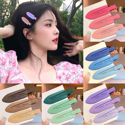 Ins style macaron color seamless hairpin girl bangs side clip student girl hairpin glossy hairpin hair accessories macaron color hairpin mixed color 3 pieces TS69