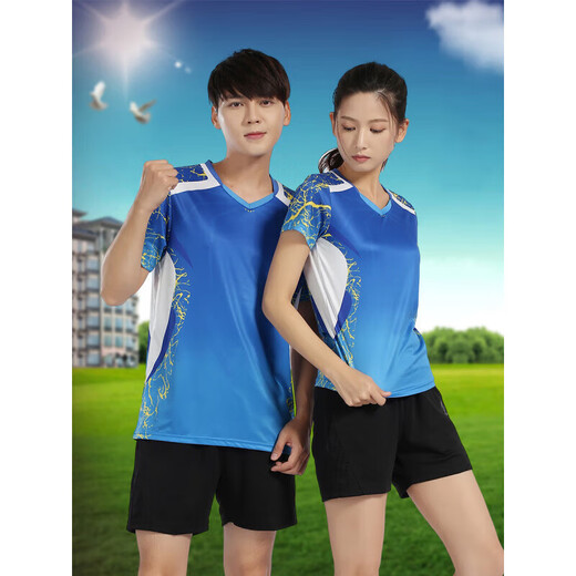 Nyye Traje de ropa deportiva de manga corta Mesa y mujeres Jersey Jersey Traje de voleibol de secado rápido Pareja de traje de bádminton imprimiendo 3888 Red Women's Top M