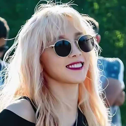 [Same style of Liu Renna] Women's sunglasses 2025 new retro round metal small frame sunscreen sunglasses 826 gold frame tea sheet [glass box + mirror cloth]