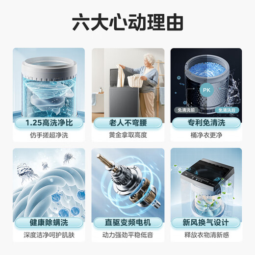 Midea Wash As You Want Pulsator Washing Machine Fully Automatic Home 8kg Direct Drive Frequency Conversion Patented No-Clean MB80V36DT Trade-In National Subsidy OCC