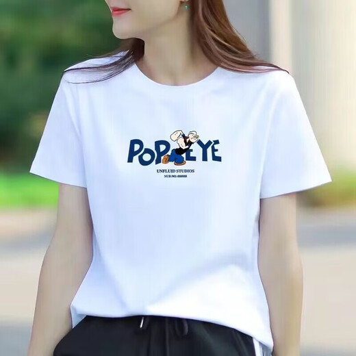FHHUABD白色短袖圆领t恤女宽松显瘦新款夏季韩版时尚半袖女装ins潮上衣服 1477 M