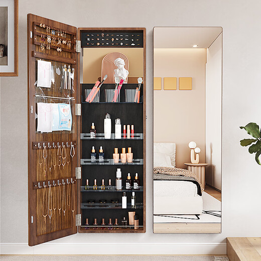Miroir de vinaigrette à bois massif kingyee armoire de rangement de rangement mural miroir en plein air du miroir de maquillage de maquillage miroir 6198 [version épaissie] 6201 White + batterie à trois couleurs Lumière intérieure 1 standard