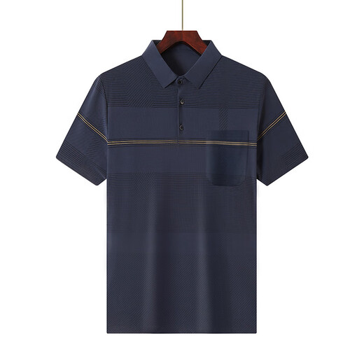 Dad's summer T-shirt short-sleeved real pocket cool middle-aged men's polo shirt summer middle-aged and elderly grandfather top 6188 dark green (real pocket) average size 165/S[120Jin[Jin equals 0.5 kg] below]