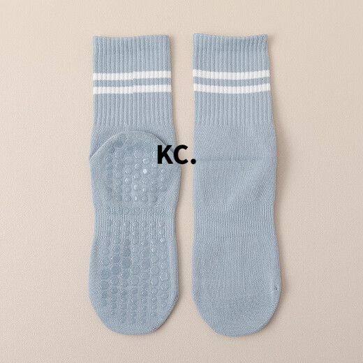 Kaooseen Pilates training socks, fitness sports non-slip socks, glue instep yoga socks, dance floor socks, blue, one size fits all