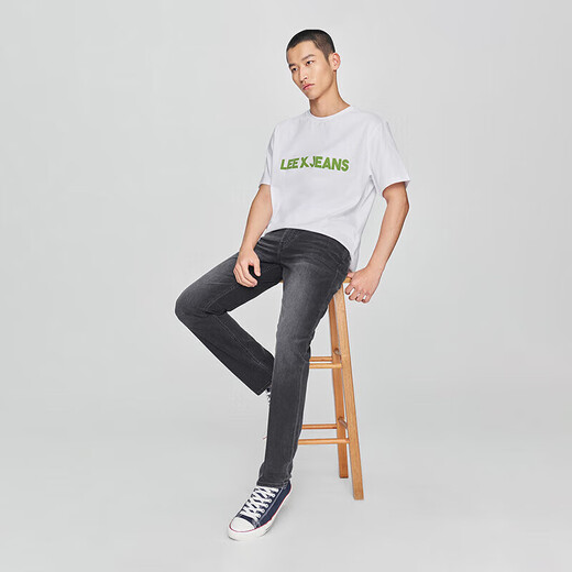 Lee25 spring and summer new product 723 slim mid-waist straight and thin black gray men's jeans cool pants black gray 32