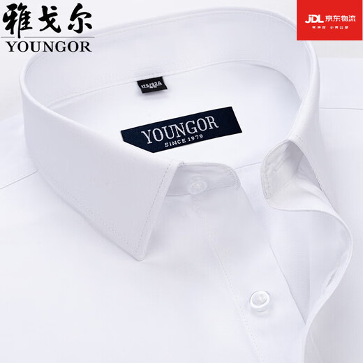 雅戈尔旗舰官方店男士短袖衬衫夏季纯棉商务休闲职业装抗皱免烫中年条纹 DX6628 42 建议【160-170斤】