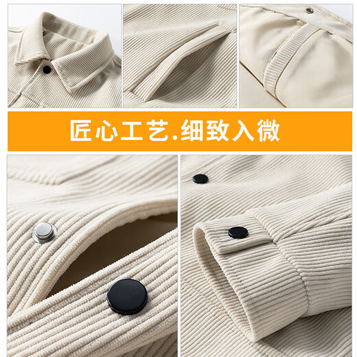 Corduroy Men's Jacket Spring and Autumn Lapel Business Casual Top New Korean Style Handsome Jacket CSL3136 Coffee XL (120-135Jin Jin equals 0.5kg)