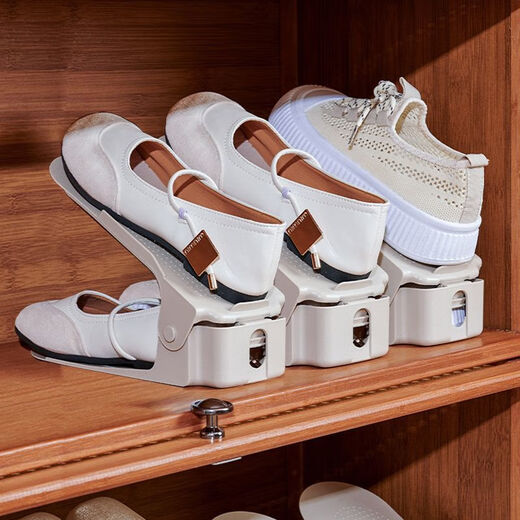 Qinkai adjustable shoe rack to store shoes artifact double-layer shoe bracket home shoe cabinet layered partition dormitory simple shoe cabinet high quality and durable 10 sets four-speed adjustment