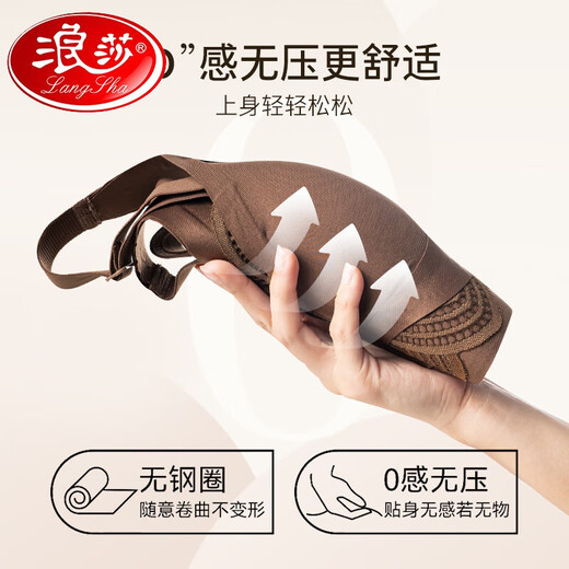 浪莎（LangSha）2025内衣女士大胸显小收副乳防下垂无钢圈调整型小胸聚拢文胸罩夏 肤色 M (85-105斤)